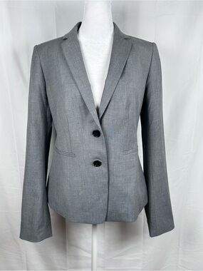 Ann Taylor Grey Suit Jacket Women’s Size 0 One Button Blazer